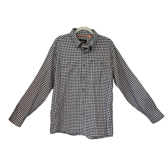 Orvis Navy/White Ghingham Check Flannel Shirt, Sz L - Picture 3 of 15